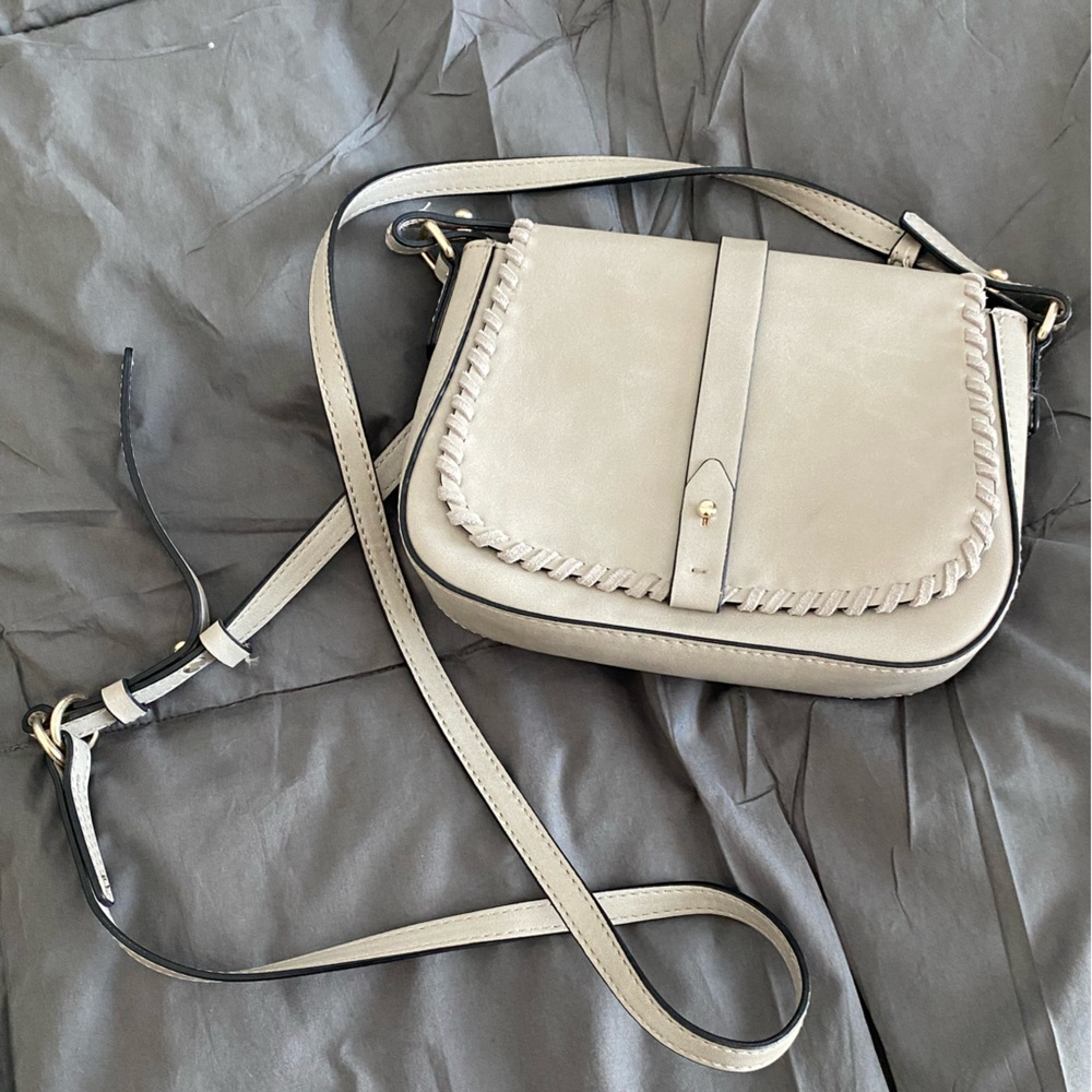 Light Grey Gap Crossbody Bag with Braided Edge Detail-BRAND NEW! NEVER USED!!